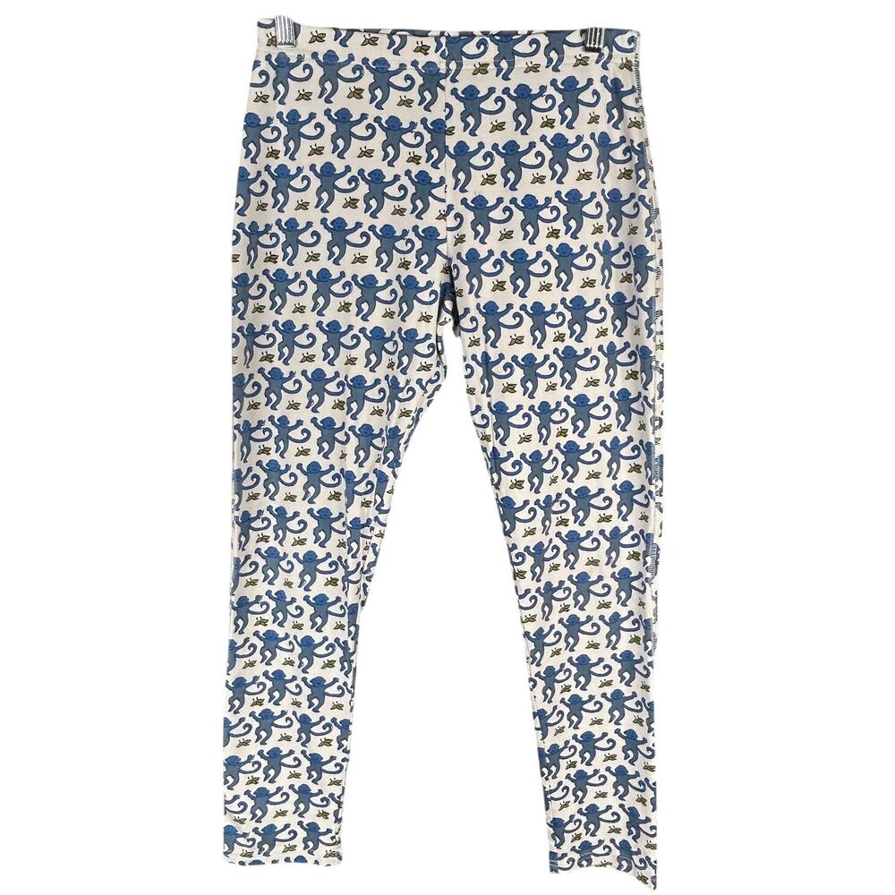 ROLLER RABBIT XS Blue Monkeys Pajama Lounge Pants Sleep Pima Cotton Viral EUC